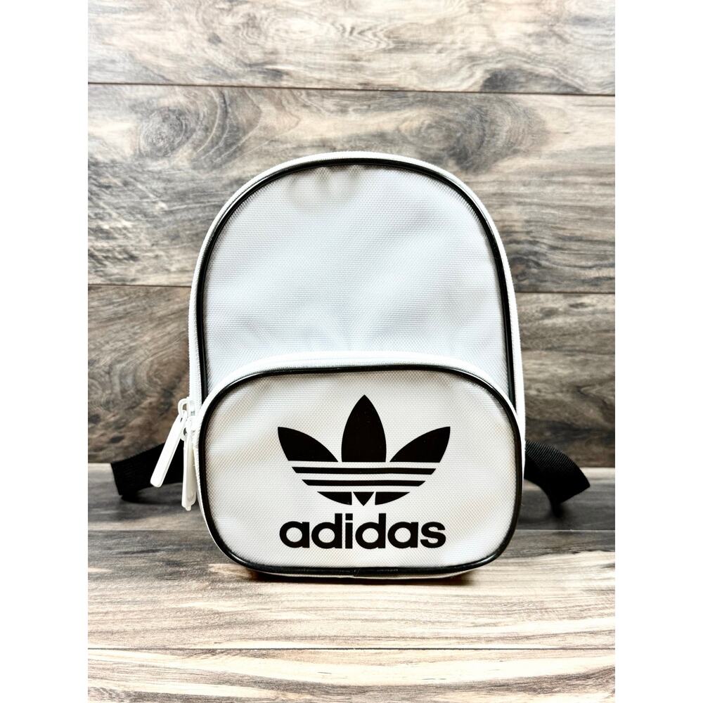 NWOT Adidas Originals Santiago Mini Backpack White Black Trefoil Logo - Picture 3 of 14